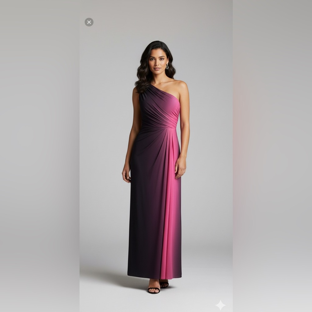 Y2K ombré formal evening one shoulder dress